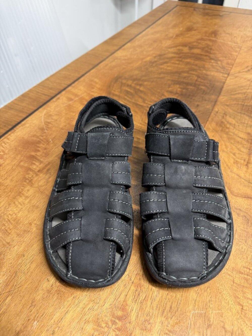 Propet Men's 8.5 XX 5E Joseph Gray Leather Fisherman Walking Sandal Shoe MSO003L